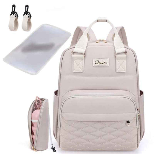 sac à dos à langer beige pratique
