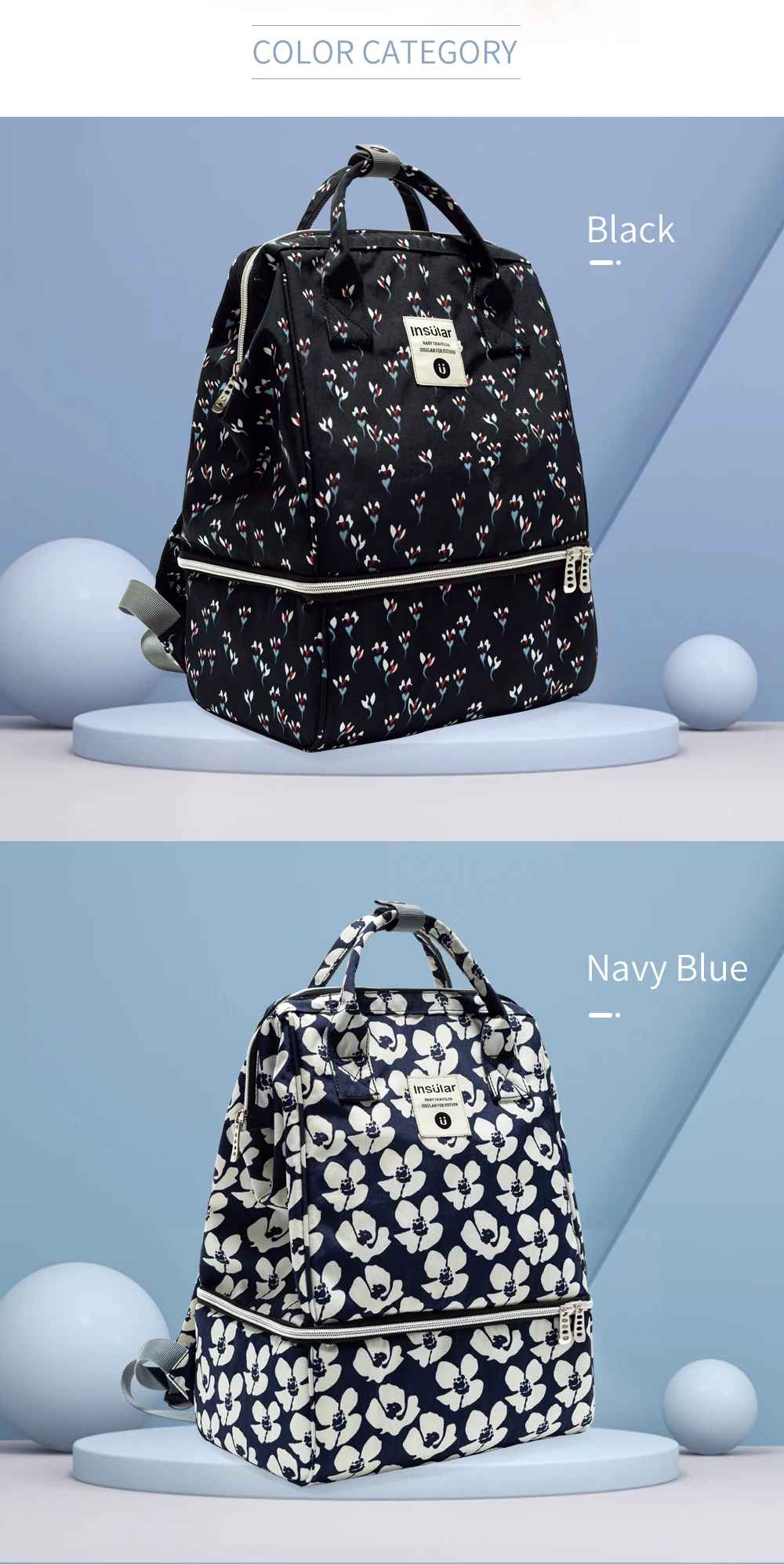 sac à dos à langer colorie noir blanc