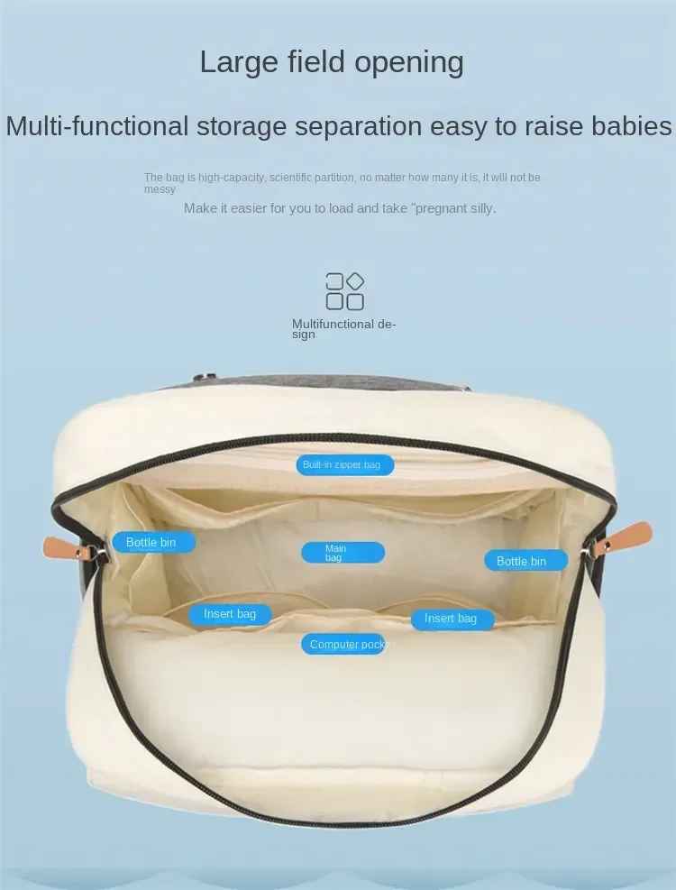 sac à dos à langer multi-compartiments