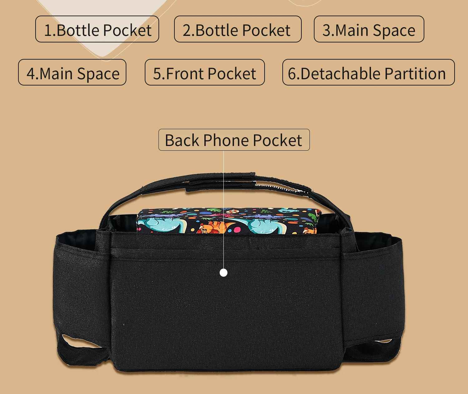 sac Ă  langer tissu noir