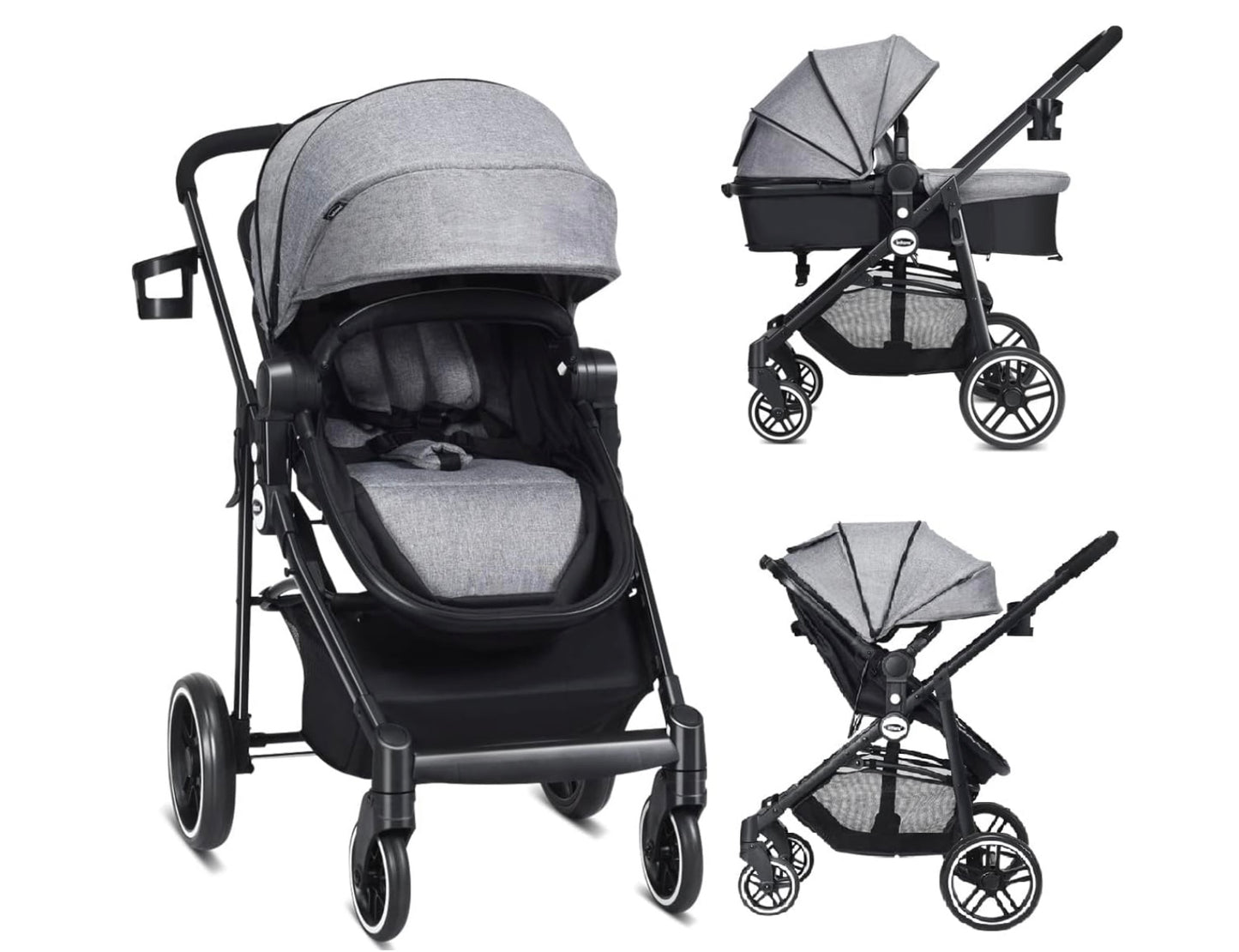 poussette de couleur gris