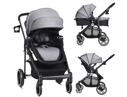 poussette de couleur gris