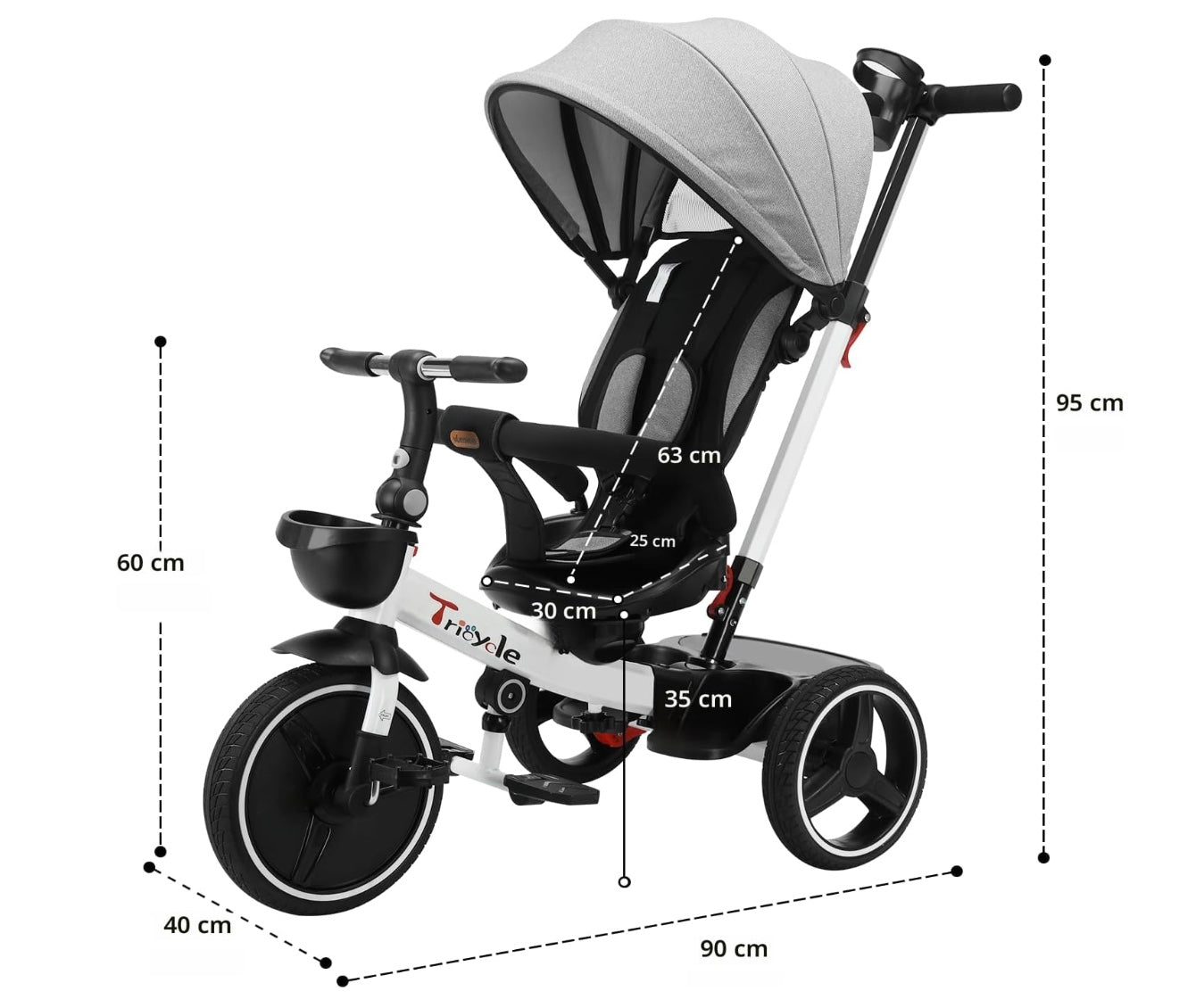 les dimensions de la poussette bébé