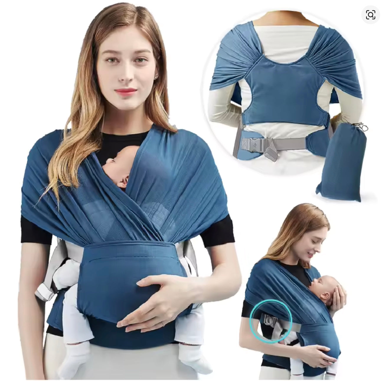 écharpe de portage bleu pâle