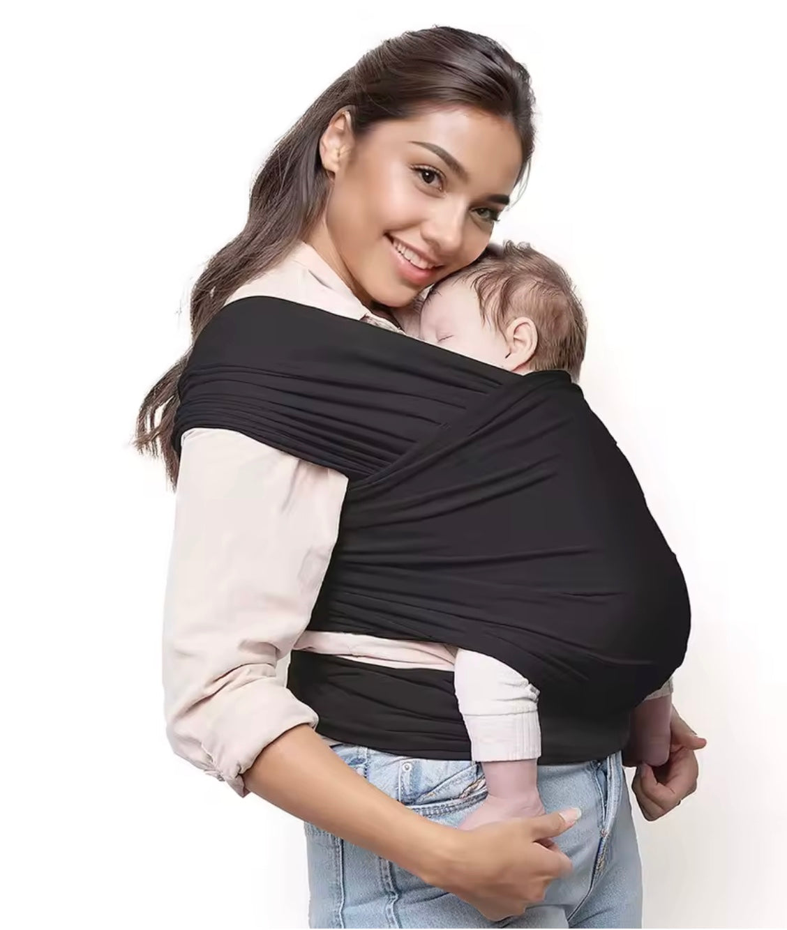 écharpe de portage noir bébé en sécurité