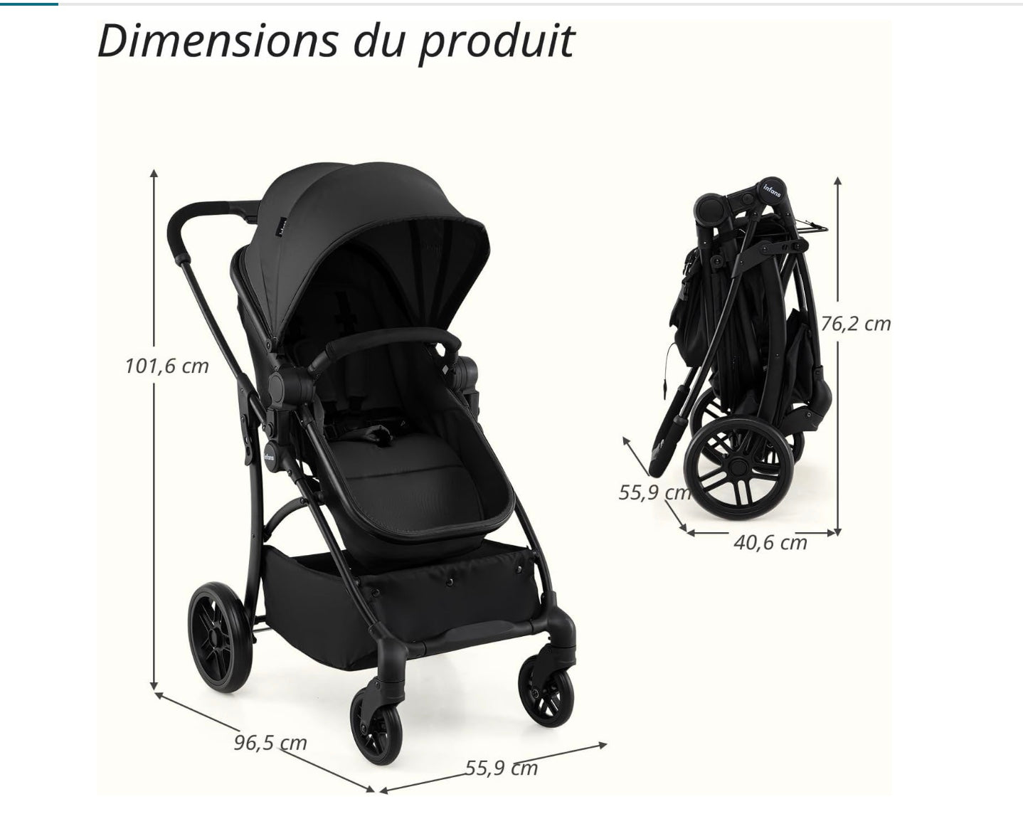 les dimensions de la poussette