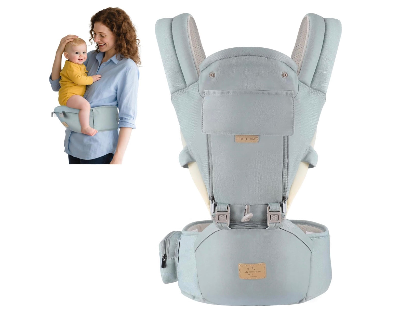 porte bébé bleu pale confortable