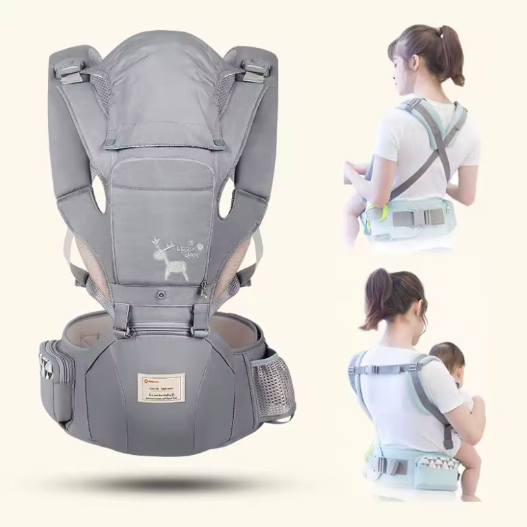 porte bébé ergonomique gris maman heureuse