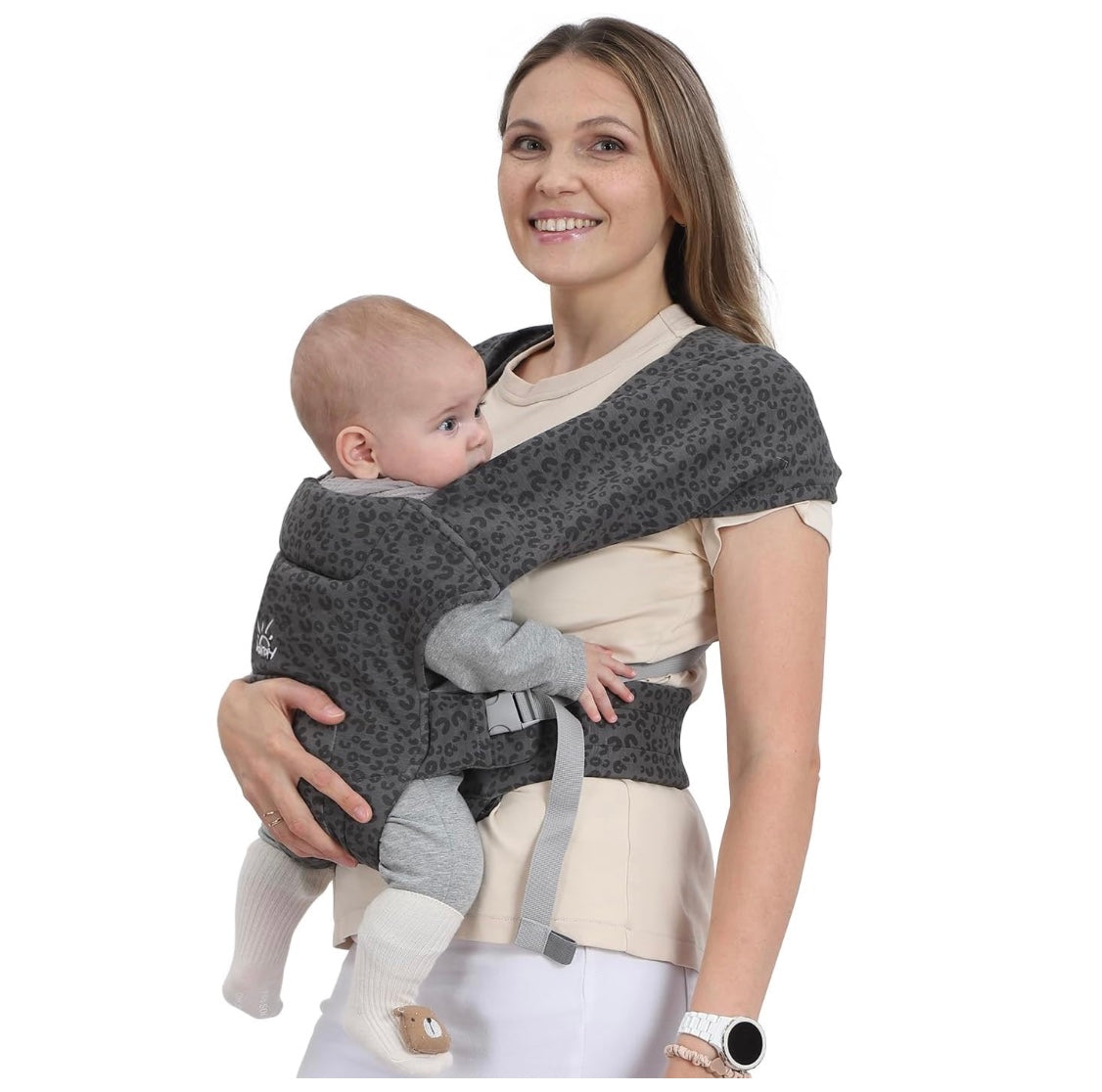 porte bébé ergonomique léopard plusieurs positions