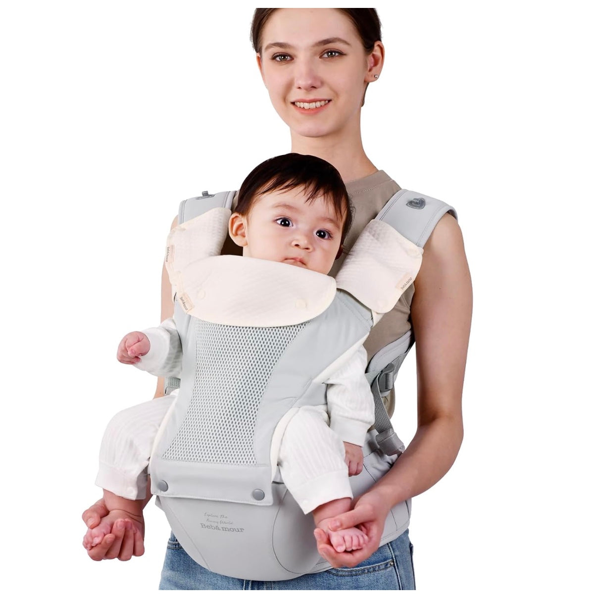 porte bébé gris confortable pour toutes les mamans