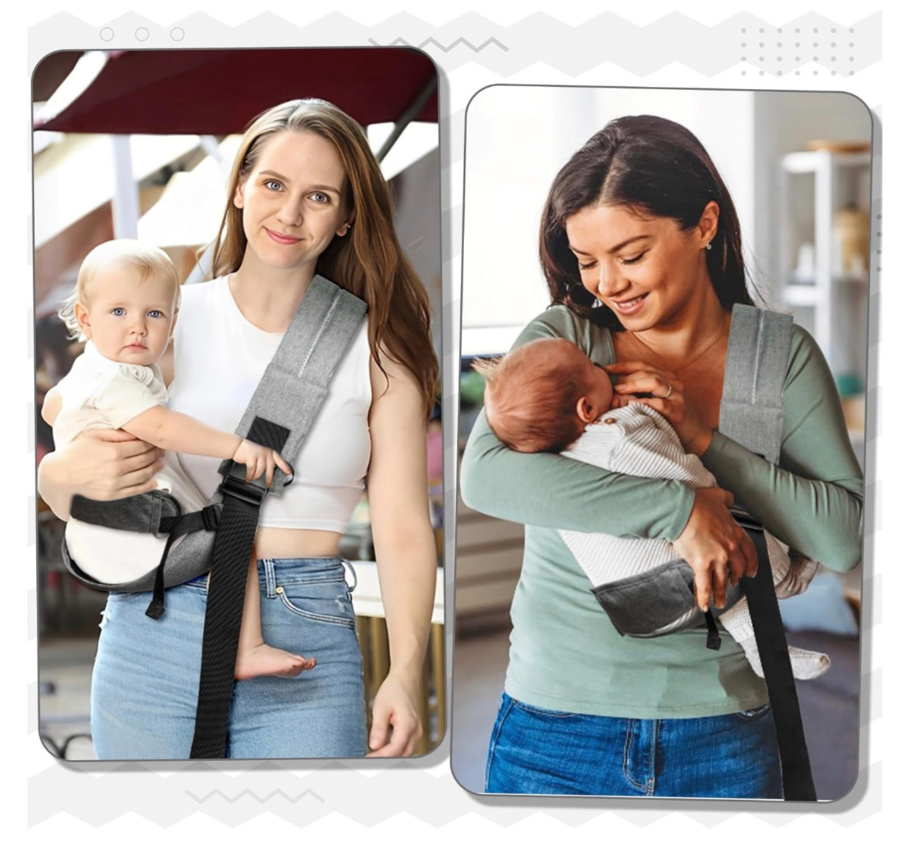 porte bébé maman heureuse et très confortable