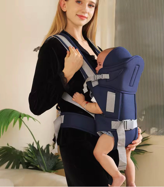 porte bébé physiologique de couleur bleu marine