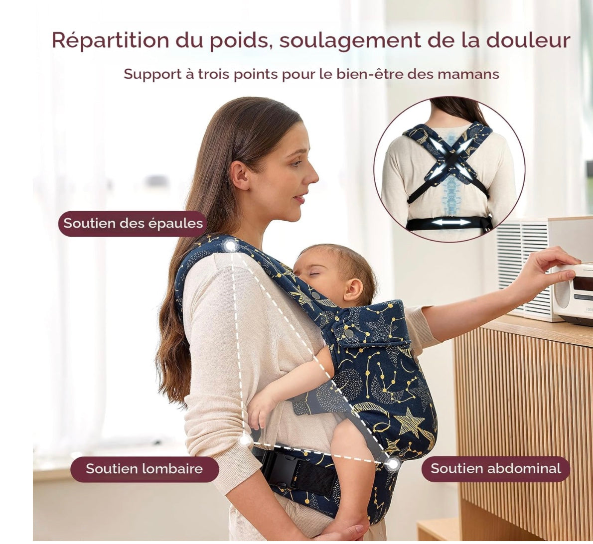 porte bébé soulagement des douleurs