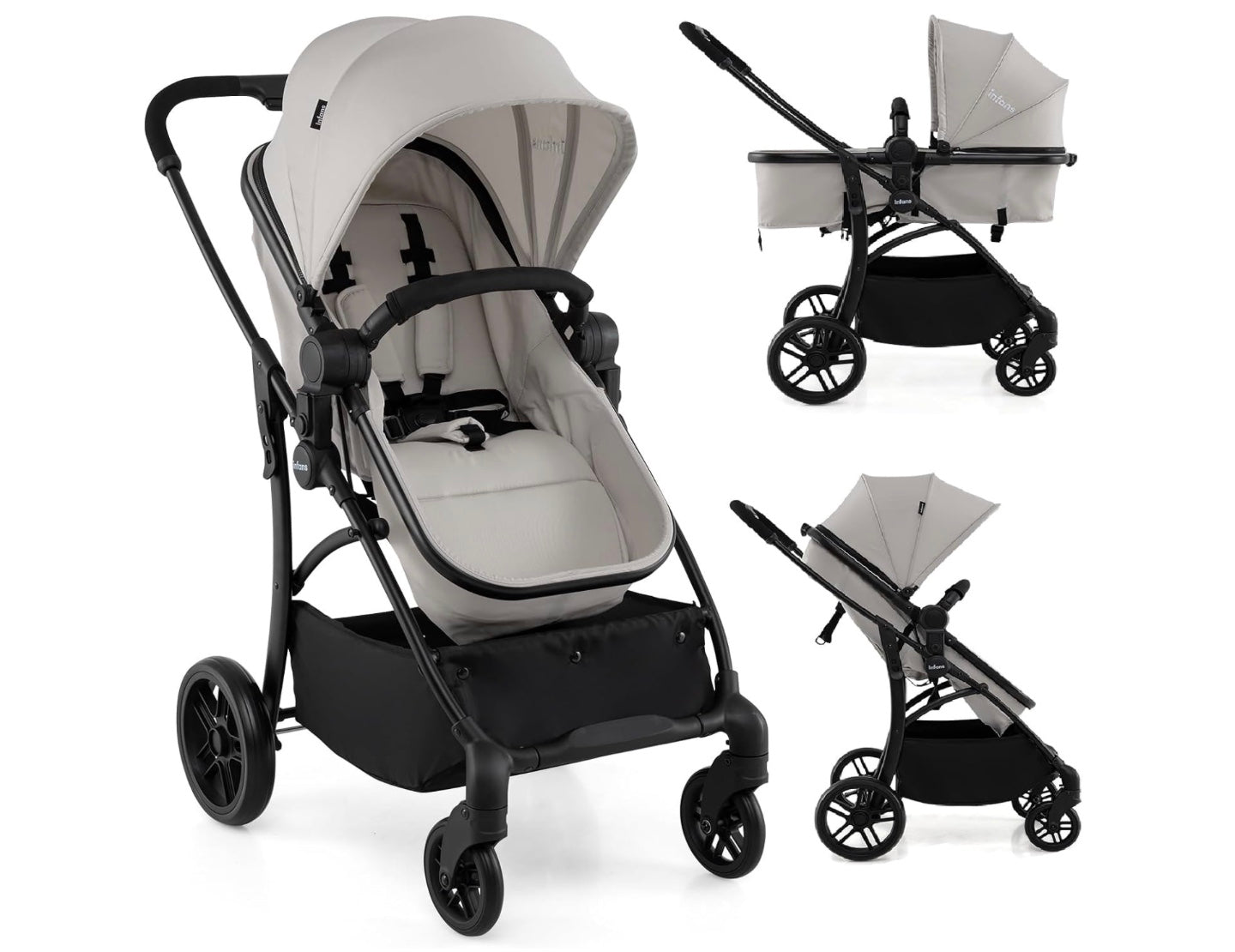 poussette à parasol de couleur gris