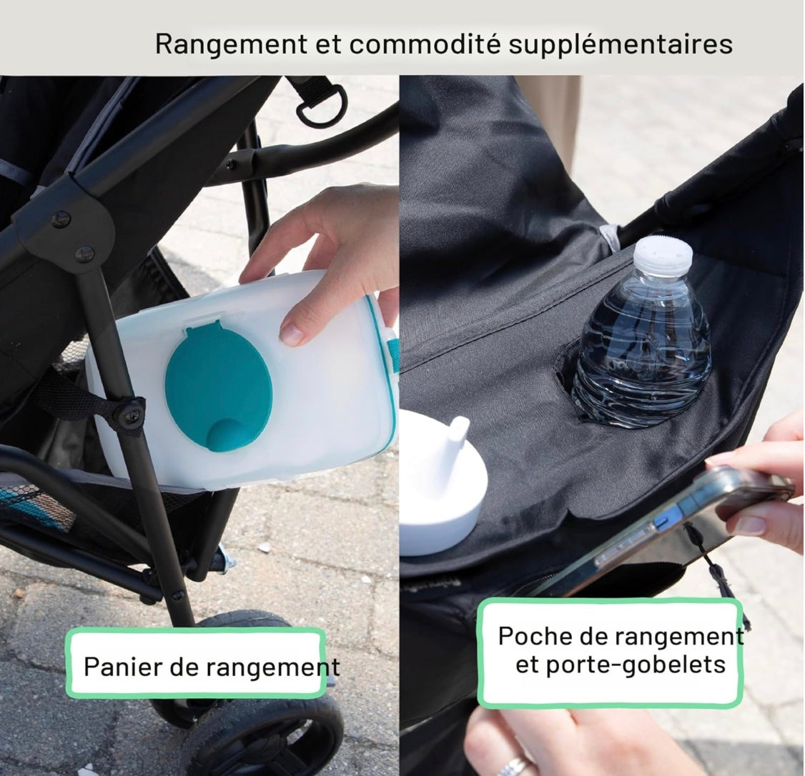 la poussette avec des poches de rangement