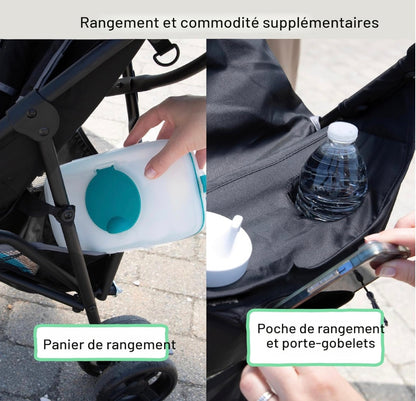 la poussette avec des poches de rangement