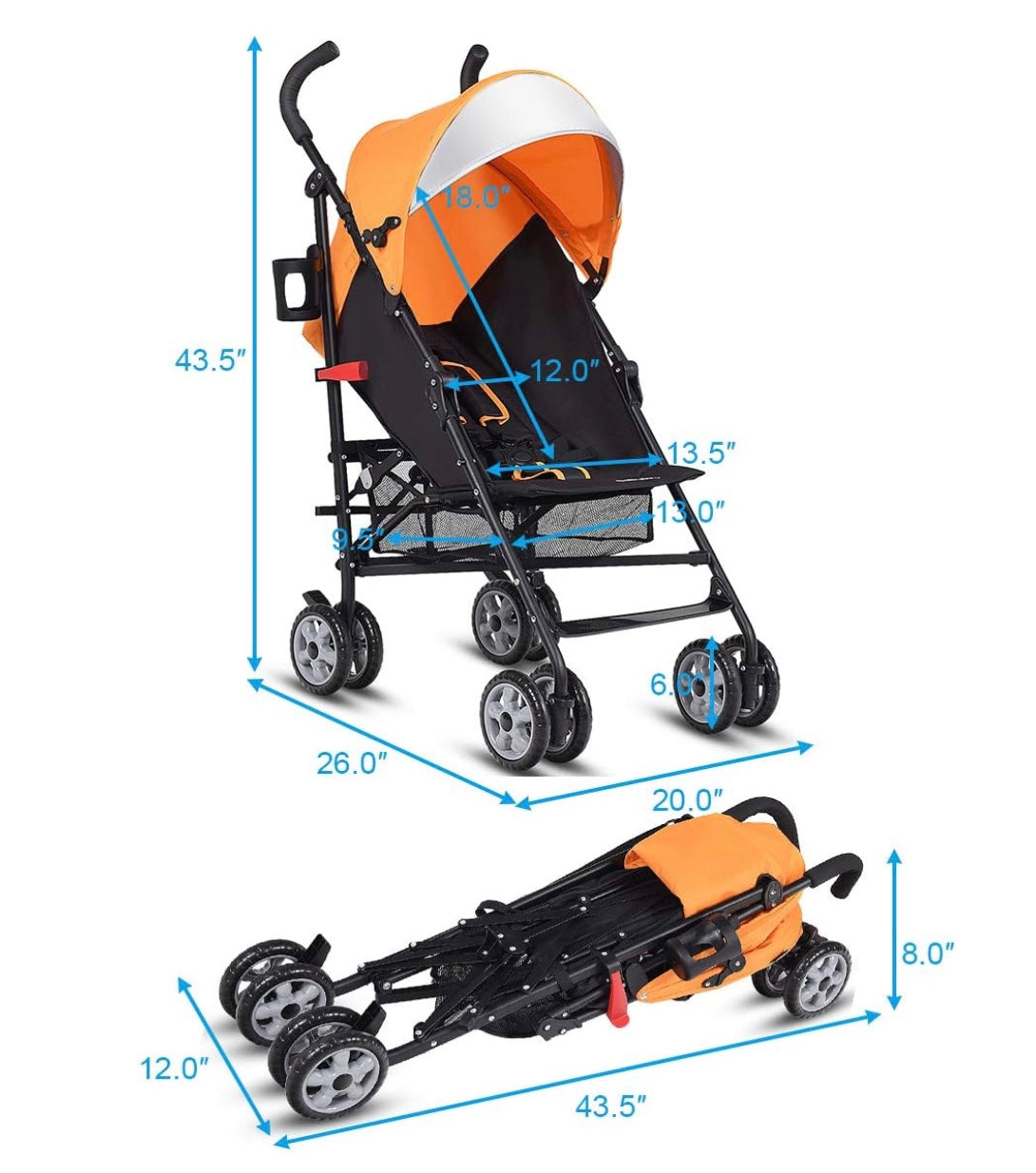 poussette bébé confort orange dimension