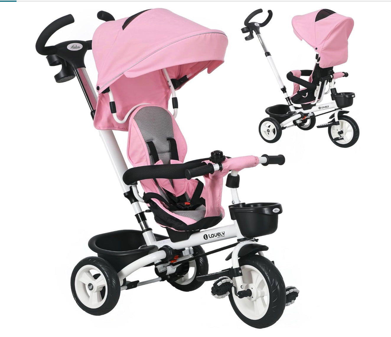 poussette bébé couleur rose présentation