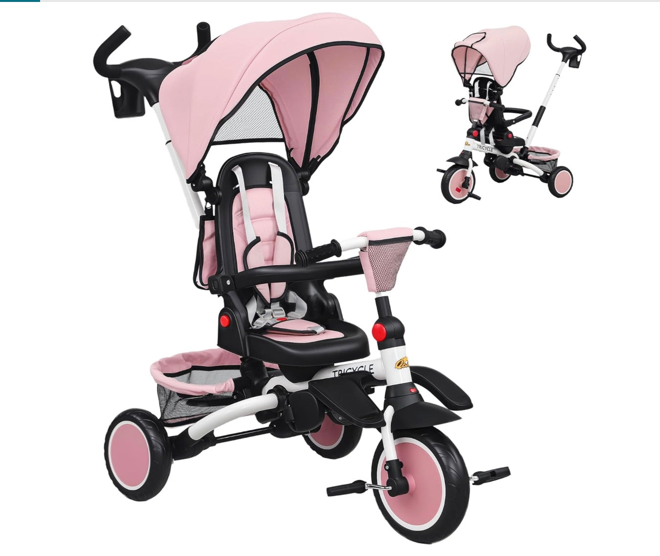 poussette bébé de couleur rose