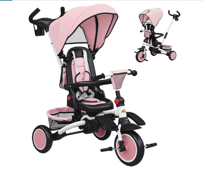 poussette bébé de couleur rose