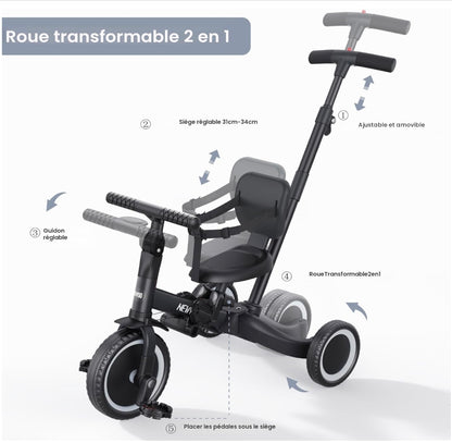 poussette bébé roue transformable 2 en 1