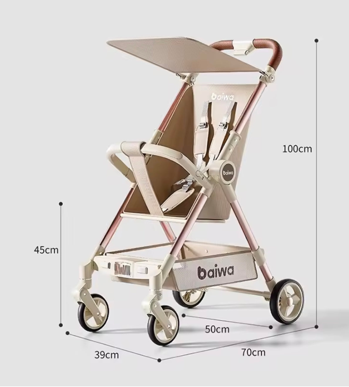 poussette canne beige dimension