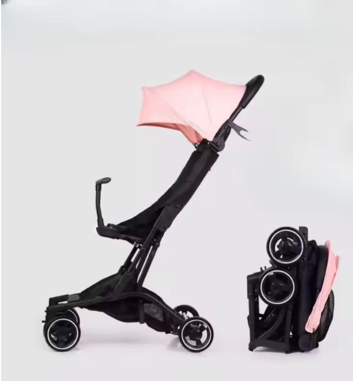 poussette canne de couleur rose