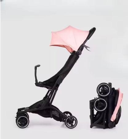 poussette canne de couleur rose