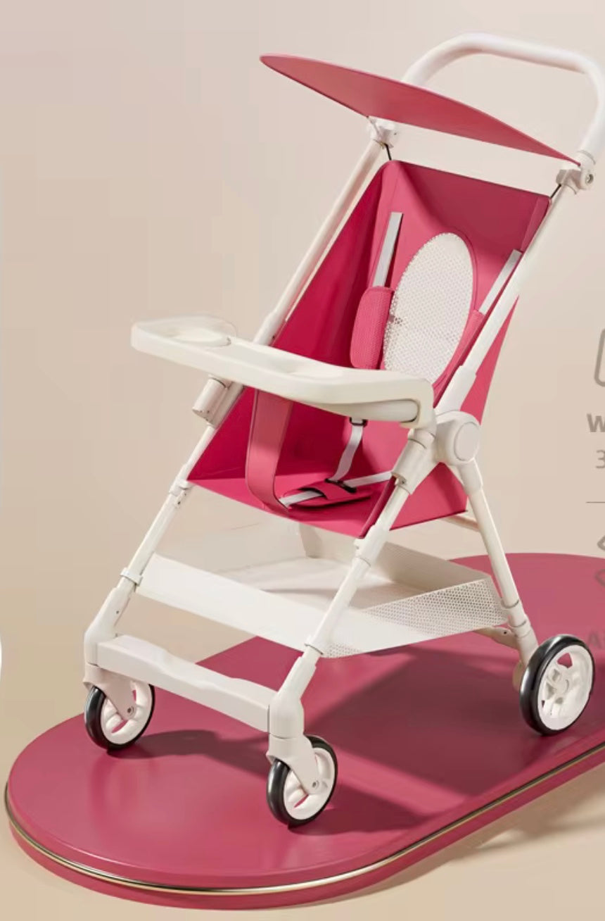 poussette canne de couleur rose