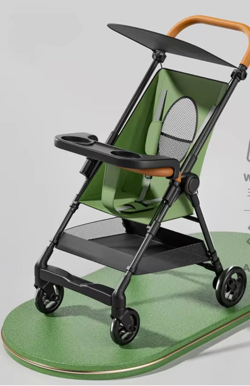 poussette canne de couleur vert