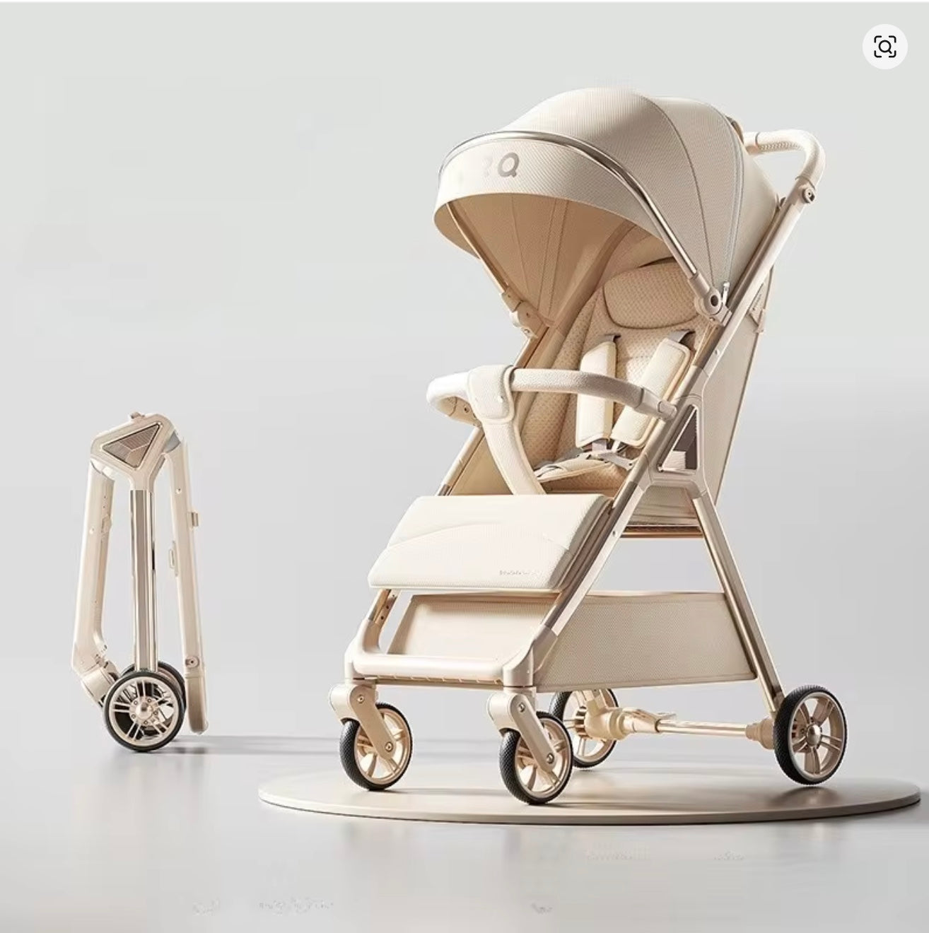 poussette canne de couleur beige