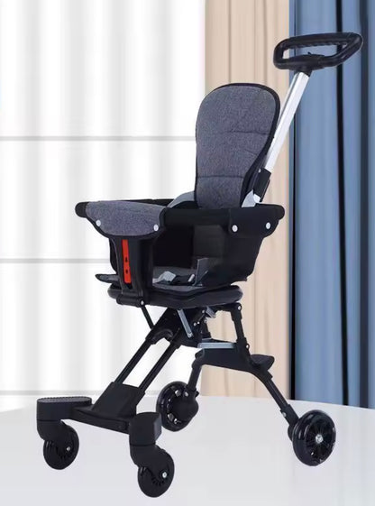 poussette canne de couleur noir et rouge