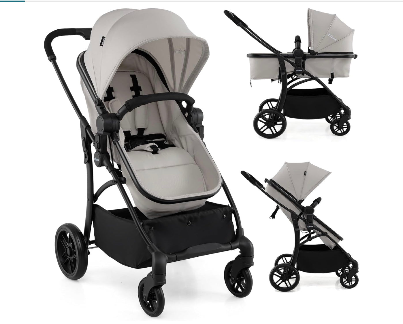 poussette de couleur beige