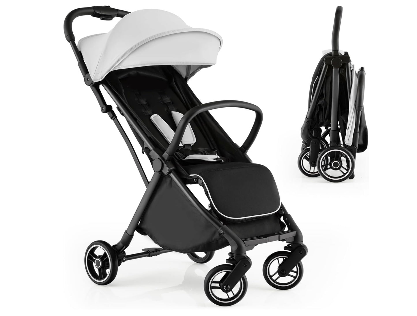 poussette de couleur blanche