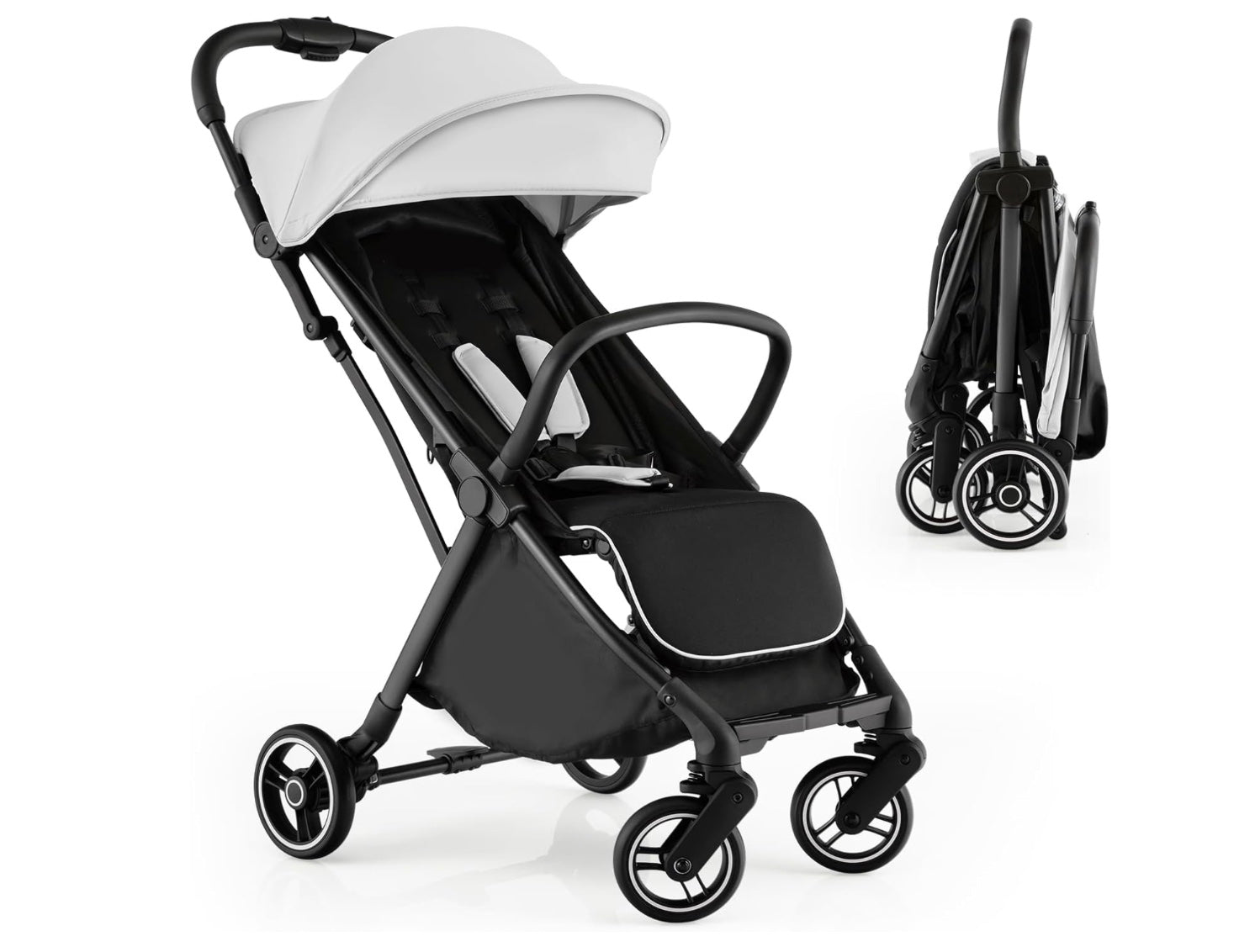 poussette de couleur blanche