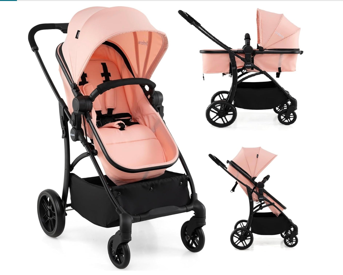 poussette de couleur rose