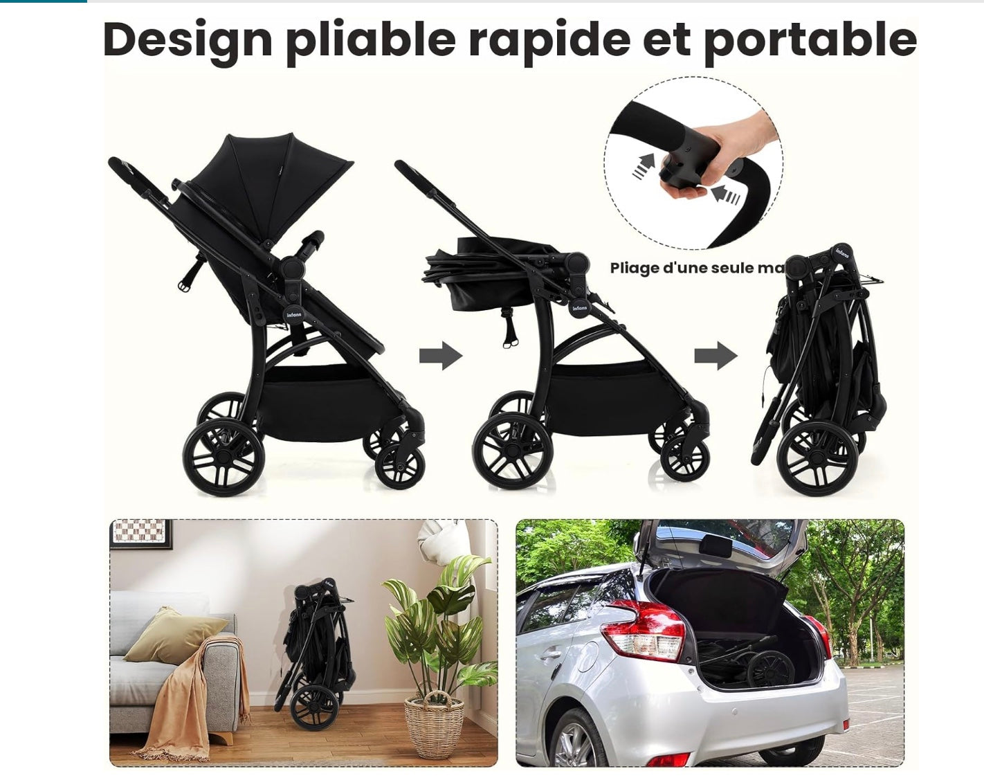 poussette design pliable rapide