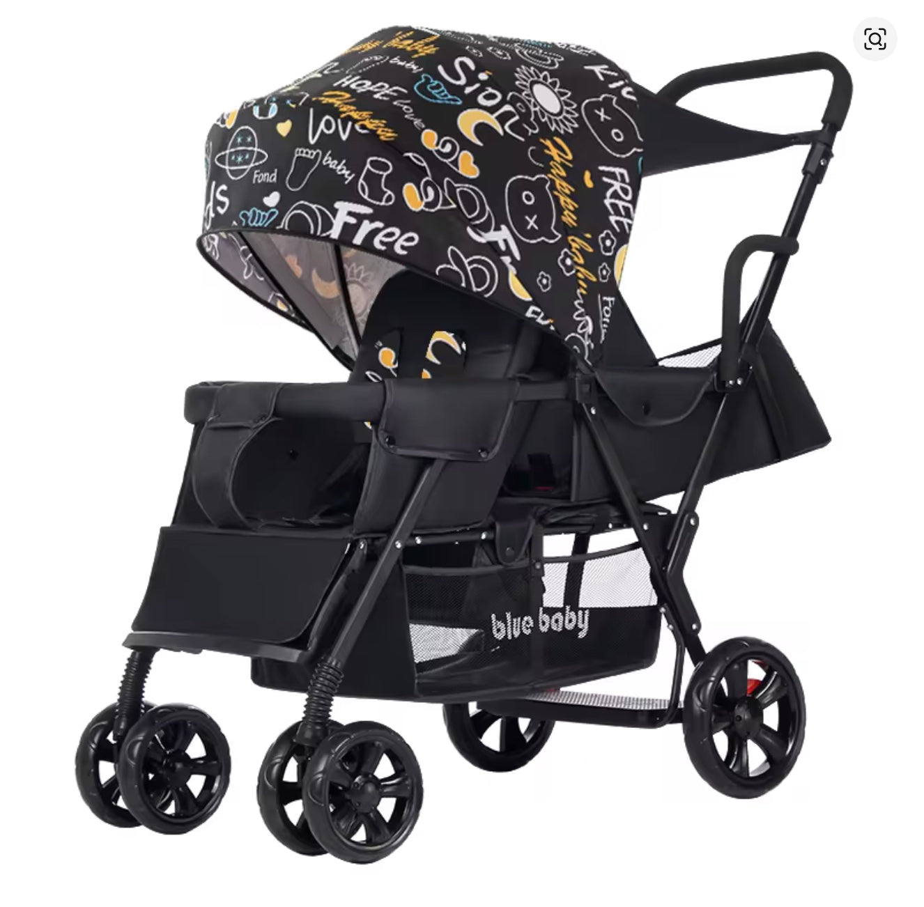 poussette double à motif