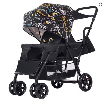 poussette double à motif