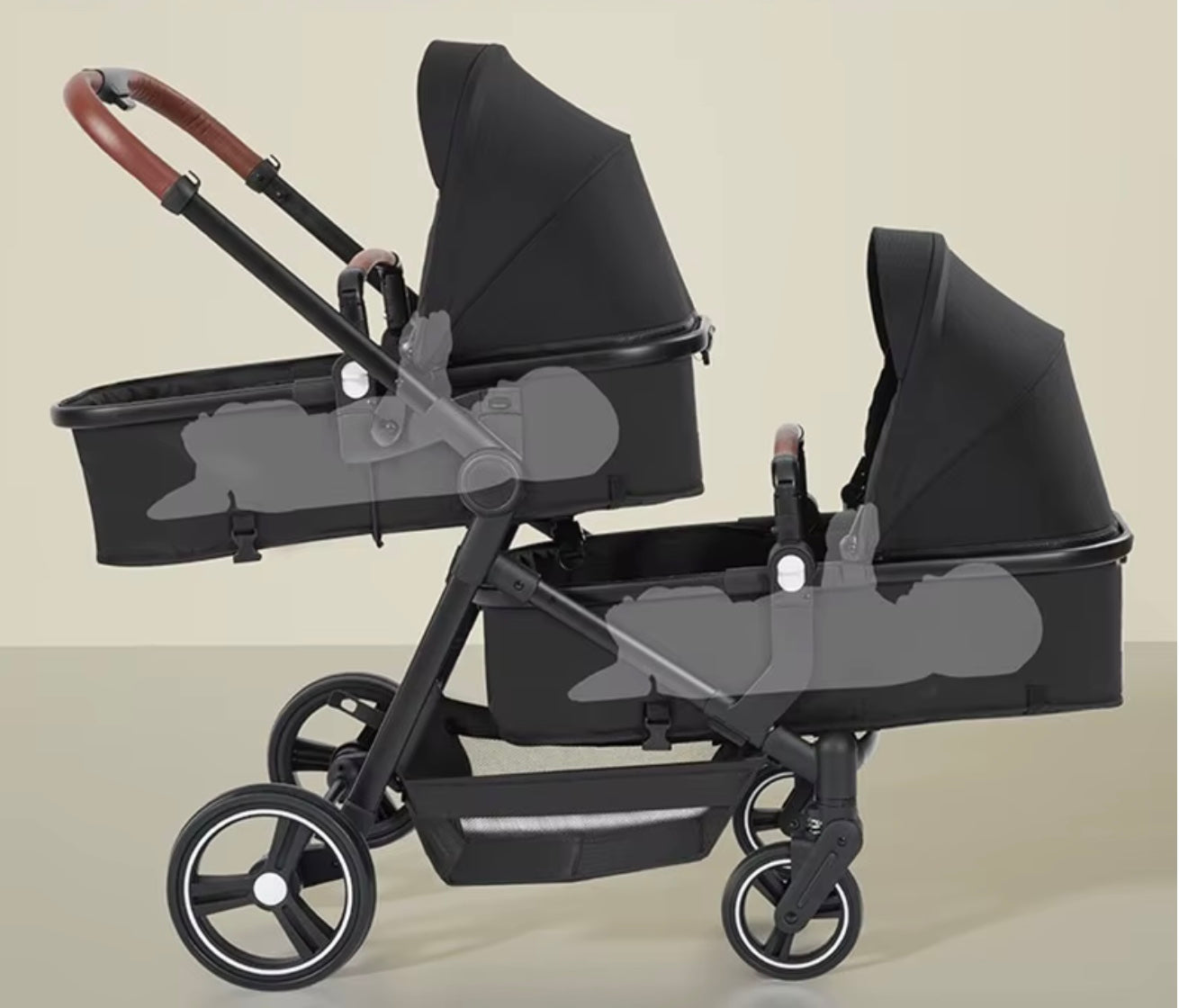 poussette double adaptée au nouveau- né