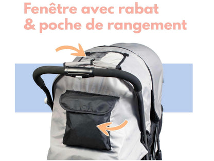 poussette double avec poche de rangement 