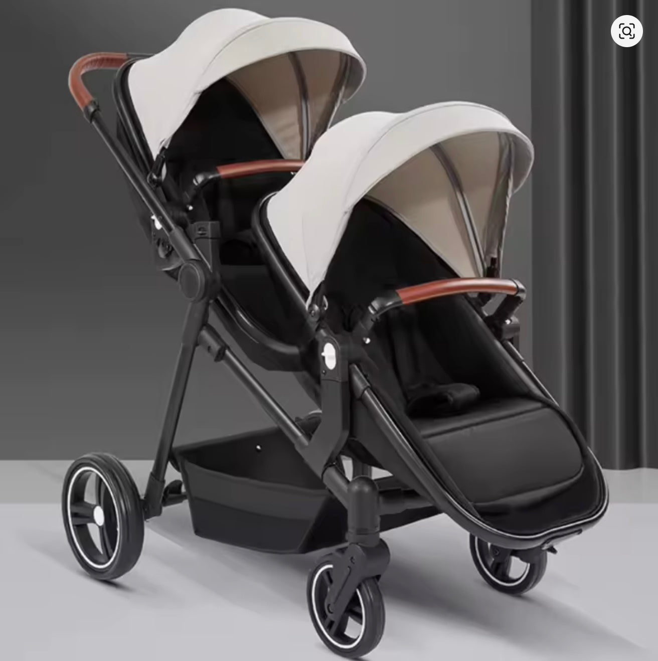 poussette double de couleur beige