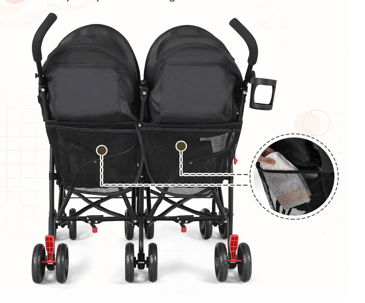 poussette double confortable