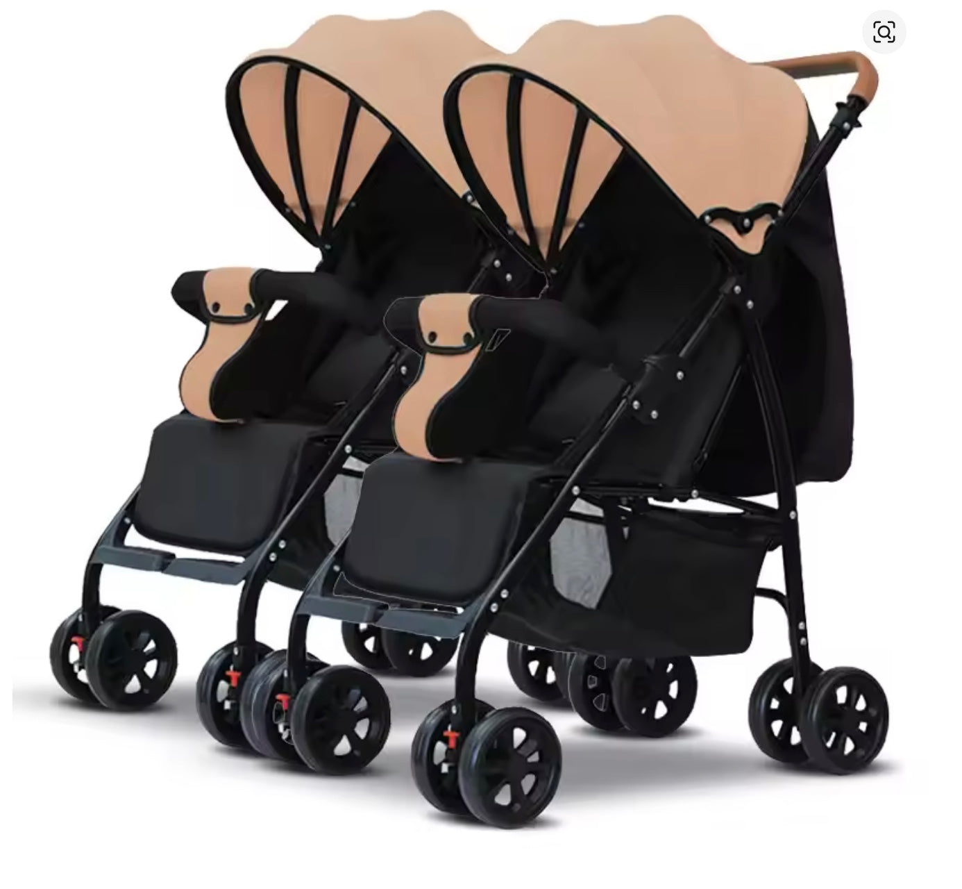 poussette double de couleur beige