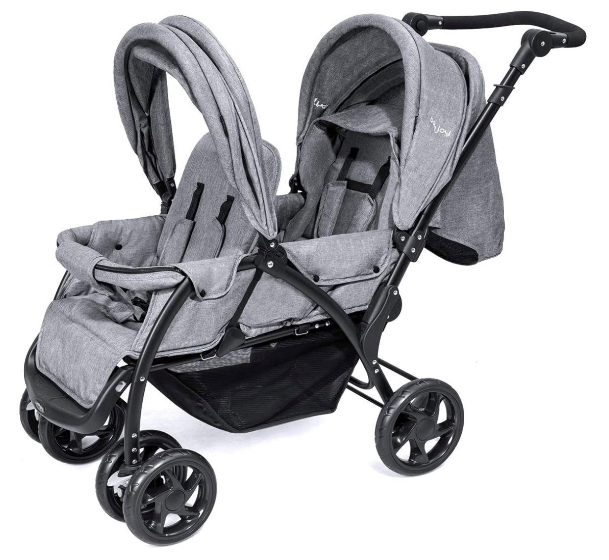 poussette double de couleur grise
