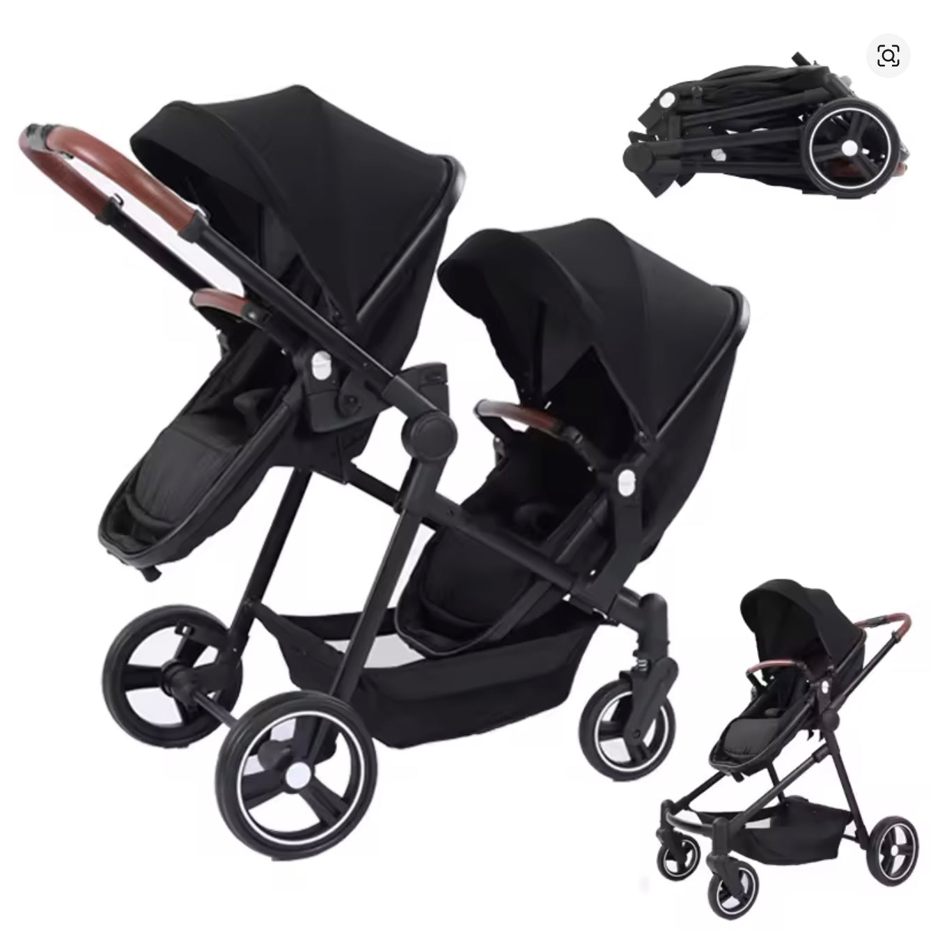 poussette double confortable de couleur noir