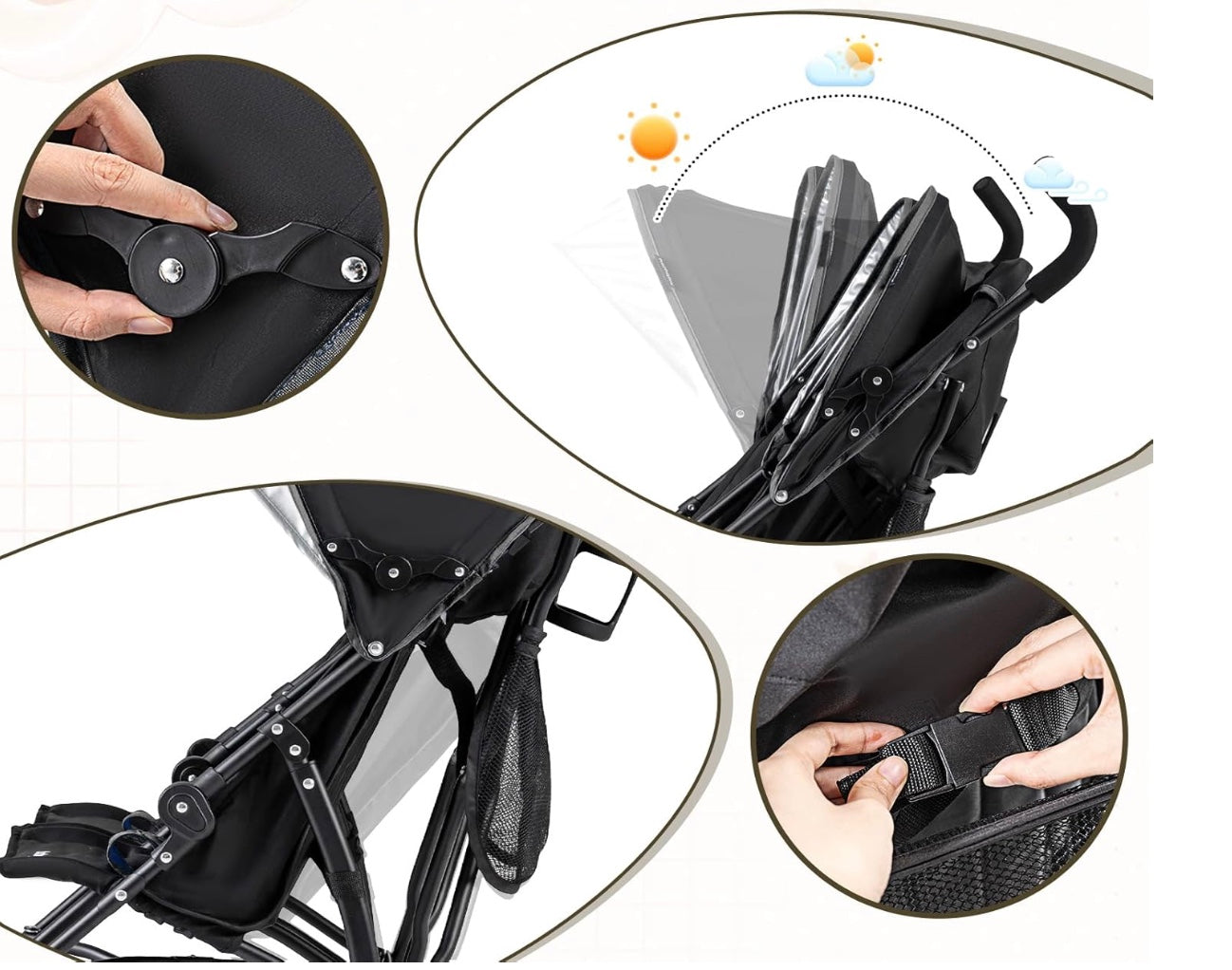 poussette double détails