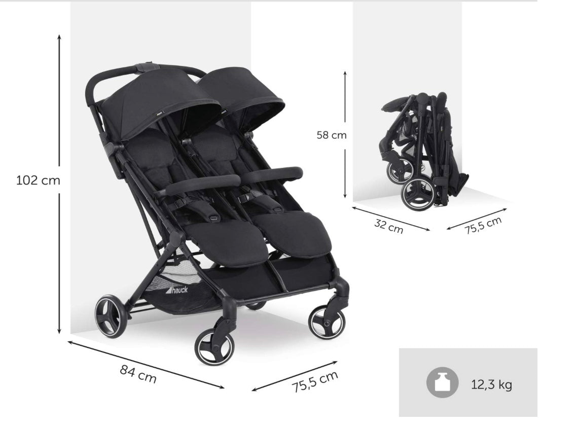 poussette double avec les dimensions