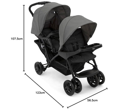 poussette double gris avec les dimensions