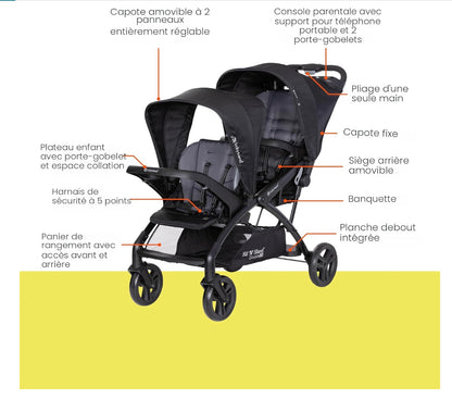 poussette double détails
